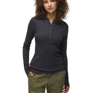 Prana Touchstone Henley Charcoal Heather Size Large Nwt